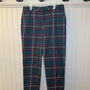 Trina Turk Plaid Tartan Pants Women’s Size 8 Green Red Tailored Trousers